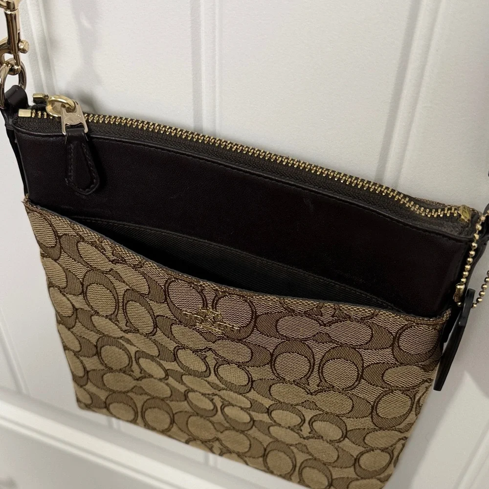 Coach Tan and Brown Signature Crossbody Bag - Picture 6 of 8